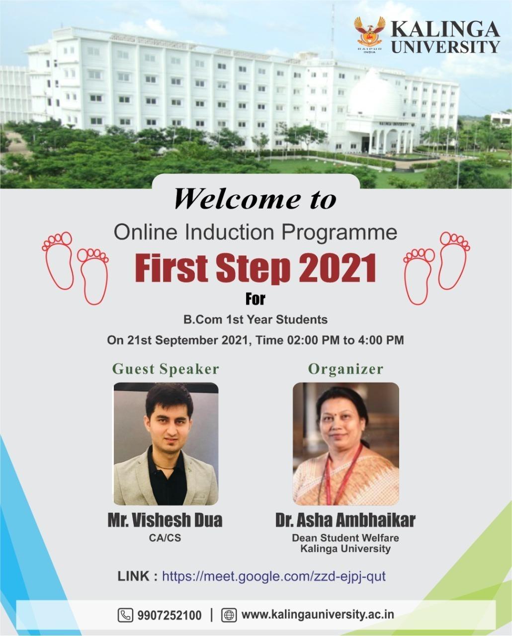 Kalinga University organizes Online Induction program for the Newly Admitted Students for B.Com Program ‘First- Step 2021’