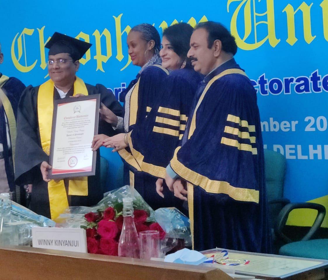 नई दिल्ली में Theophany University, Haiti ने विकास विजय बजाज को डॉक्टरेट की उपाधि से किया सम्मानित