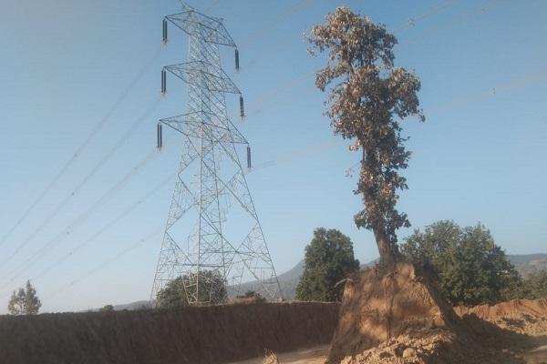 रेल कॉरिडोर के निर्माण में अवैध तरीके से हो रही खुदाई से बिजली के टॉवर और हरे-भरे पेड़ों को खतरा, संबंधित विभाग मौन