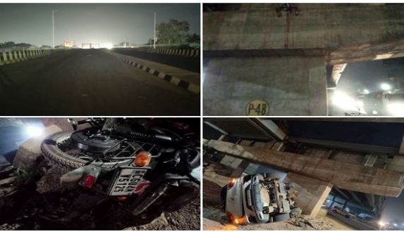 CG News Bike rider husband and wife died due to falling flyover being built at Kumhari Chowk in Bhilai, fell down as soon as road was over