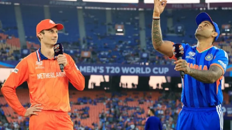 India vs Netherlands T20 World Cup 2026 match at Ahmedabad.