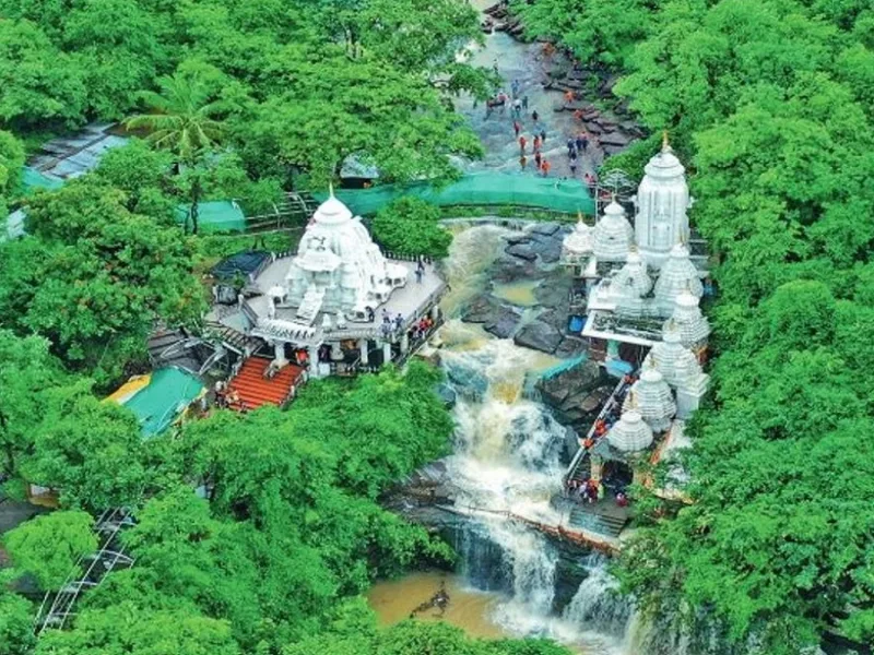 Ghatarani Waterfalls and Temple Gariyaband Chhattisgarh.