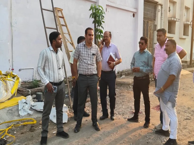 Raipur Municipal Corporation Zone 1 inspection by Gajju Sahu and officials.