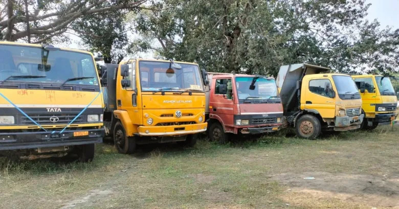 अवैध खनिज पर बड़ी कार्रवाई: 8 वाहन जप्त
