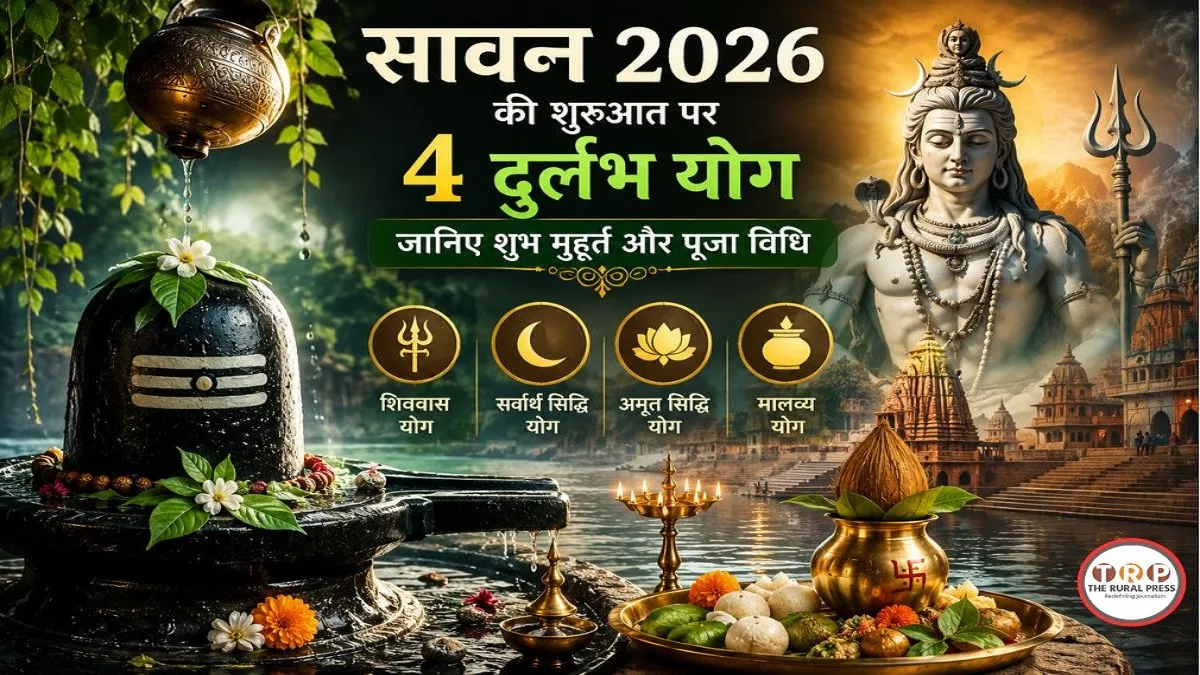 Shivling decorated with belpatra and flowers during Sawan 2026 festival.