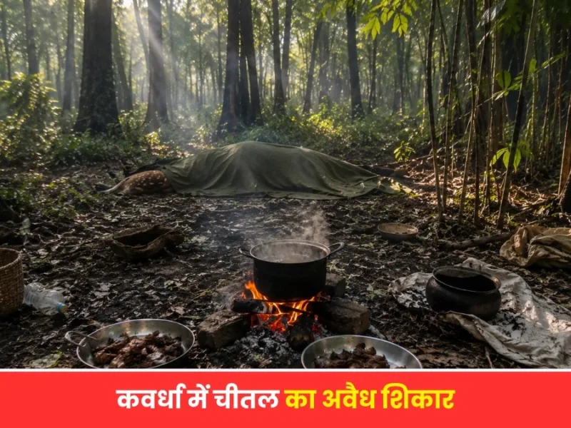 कवर्धा में चीतल के अवैध शिकार पर बड़ी कार्रवाई, रंगे हाथों पकड़े गए 7 आरोपी; मांस पकाकर खा रहे थे शिकारी