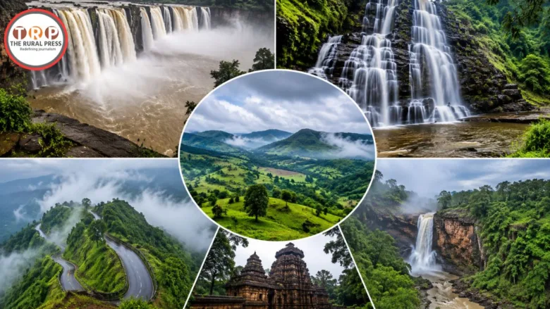 छत्तीसगढ़ मानसून पर्यटन के दौरान चित्रकोट जलप्रपात का भव्य और सुंदर दृश्य