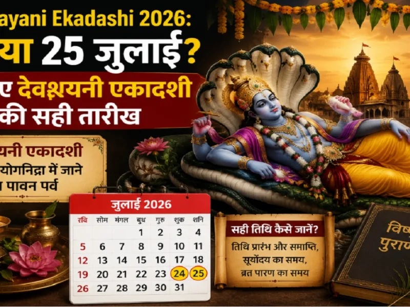 Lord Vishnu in Yoganidra with yellow flowers and Tulsi leaves for Devshayani Ekadashi puja.