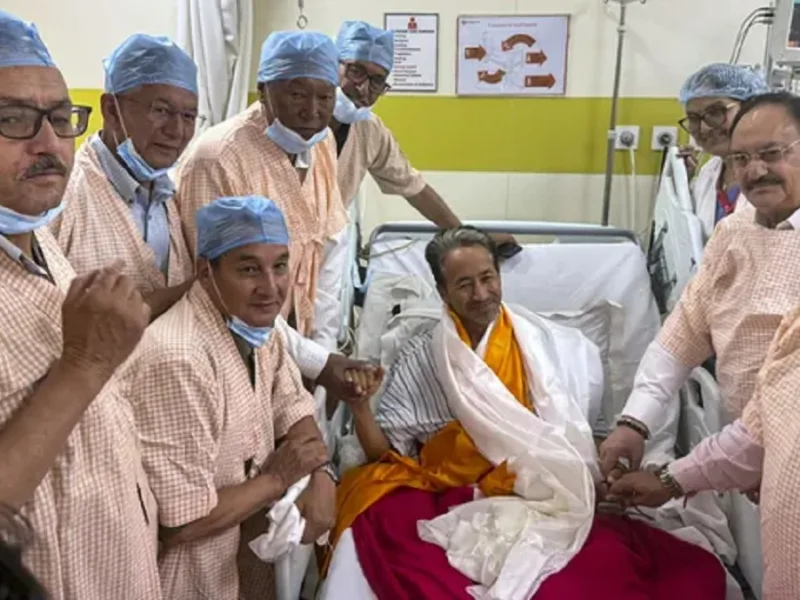 Sonam Wangchuk addressing the media after ending his 26-day hunger strike regarding NEET paper leak.