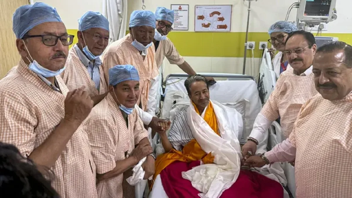 Sonam Wangchuk addressing the media after ending his 26-day hunger strike regarding NEET paper leak.