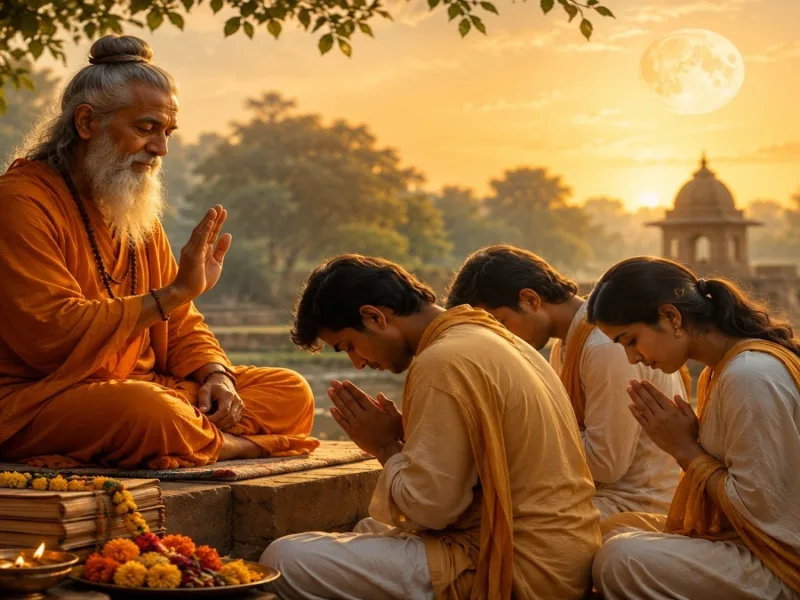 A representative view of devotees performing worship and seeking blessings on the auspicious occasion of Guru Purnima.