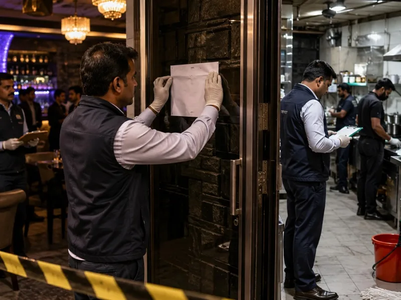 Food safety officers inspecting a commercial restaurant kitchen in Mumbai