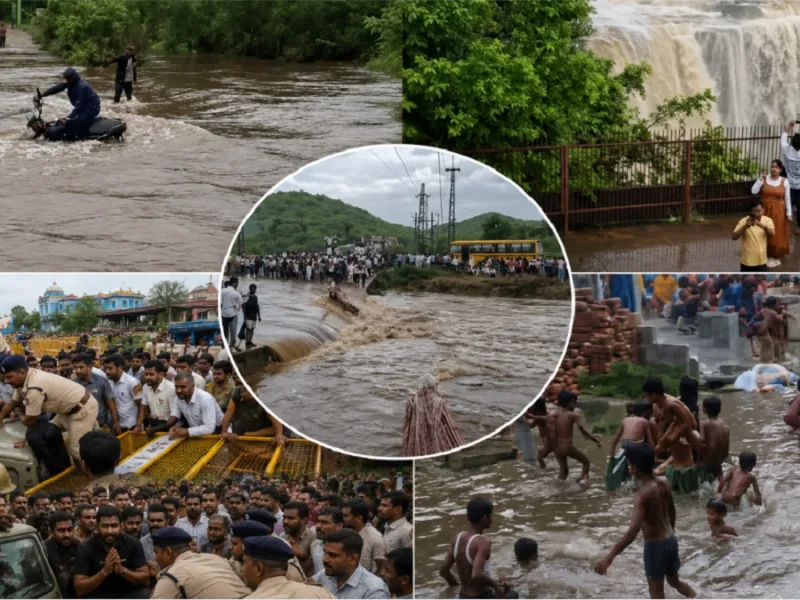 Heavy rainfall and waterlogging causing traffic disruption in the city