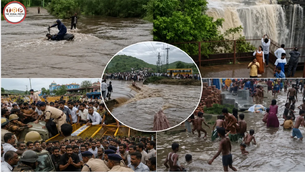 Heavy rainfall and waterlogging causing traffic disruption in the city