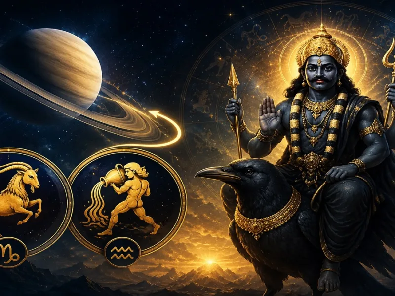 Lord Shani symbol and astrology zodiac signs in mystical space background