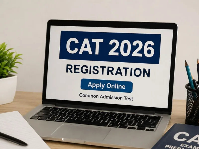 A representative image of a student filling out the CAT exam registration form on a laptop.