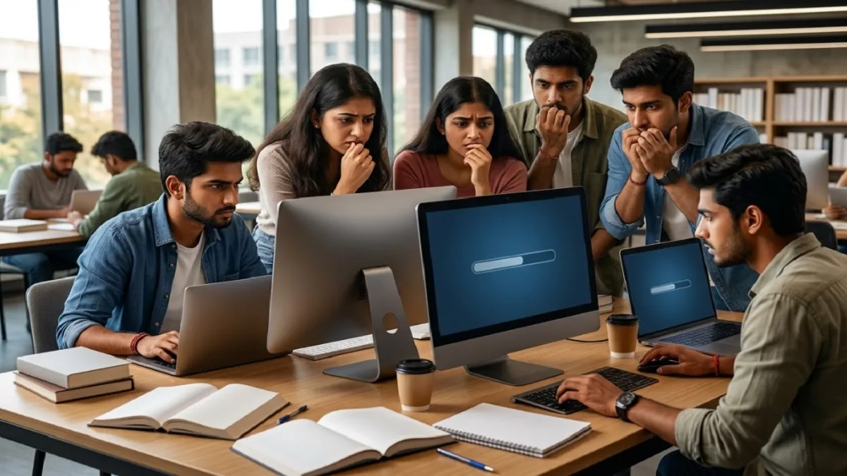 UGC NET 2026 रिजल्ट और स्कोरकार्ड चेक करने की आधिकारिक वेबसाइट की स्क्रीन का डिजिटल इलस्ट्रेशन