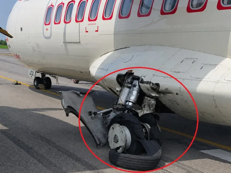 Alliance Air flight comes to a halt on Bilaspur Airport runway after a tyre burst.