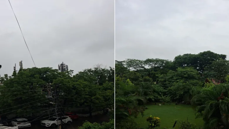 छत्तीसगढ़ रायपुर में बारिश के दौरान छाए काले बादल