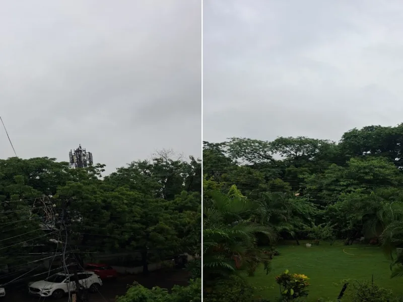 छत्तीसगढ़ रायपुर में बारिश के दौरान छाए काले बादल