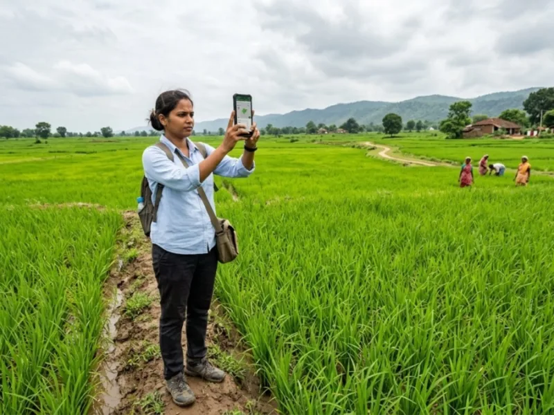 Digital crop survey being conducted in agricultural fields of Chhattisgarh using a mobile app