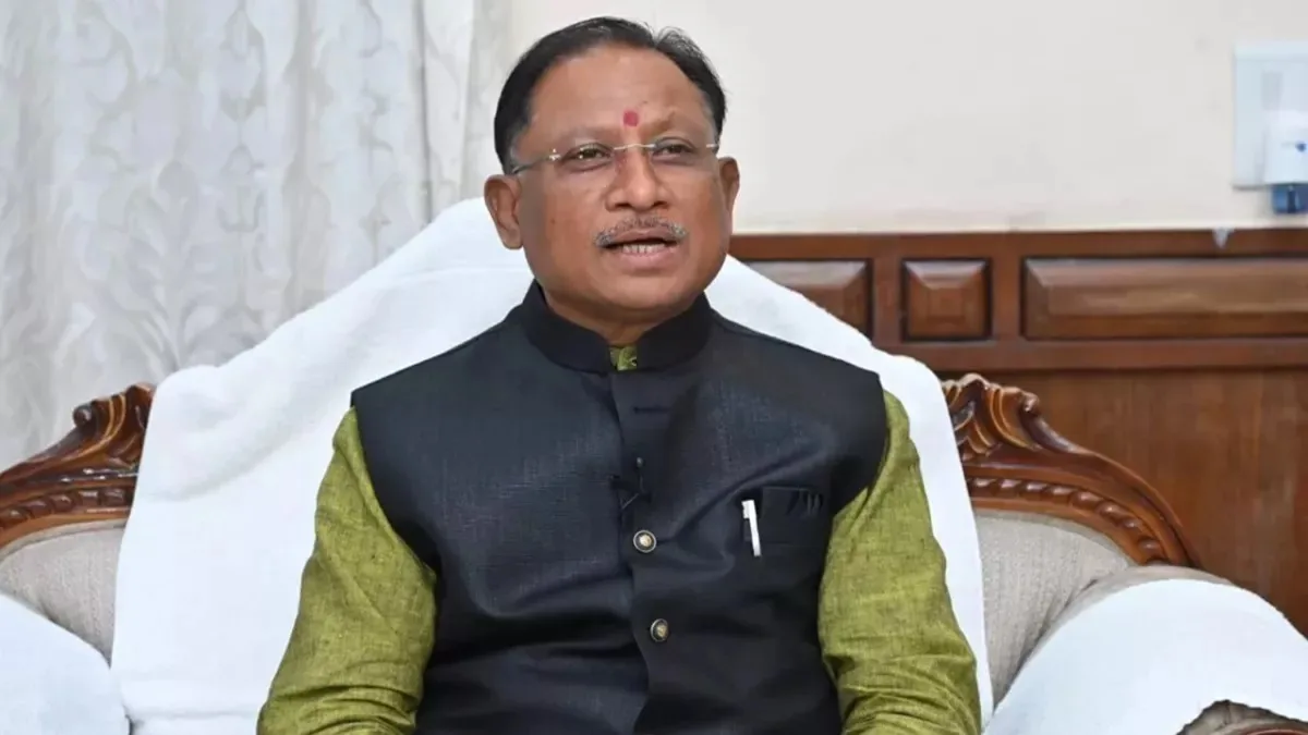 Chhattisgarh CM Vishnu Deo Sai addressing Independence Day function at Raipur Police Parade Ground