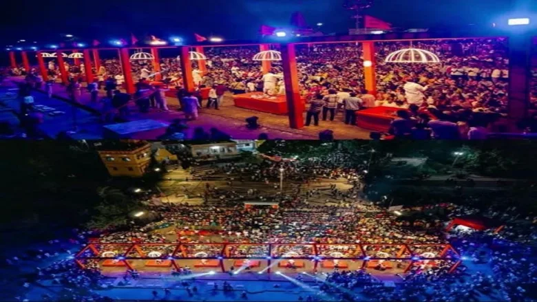 धमतरी के रुद्री घाट पर 108 दीपों के साथ आयोजित भव्य महानदी गंगा आरती