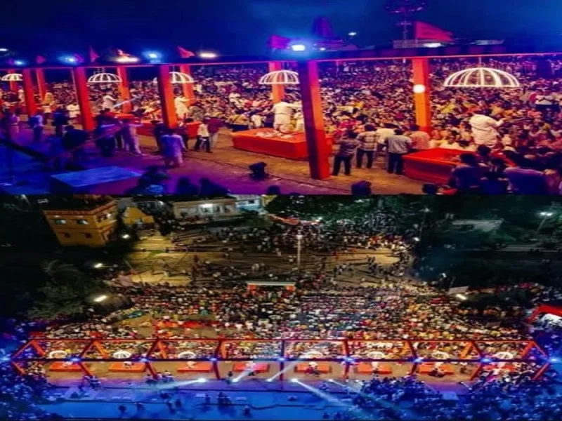 धमतरी के रुद्री घाट पर 108 दीपों के साथ आयोजित भव्य महानदी गंगा आरती