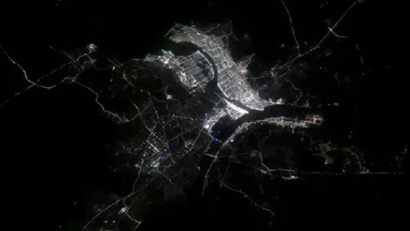 Mahakumbh 2025 Prayagraj glowing at night seen from ISS by NASA astronaut