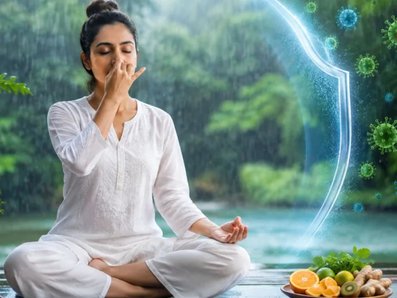 A person practicing pranayama in a peaceful and serene environment.