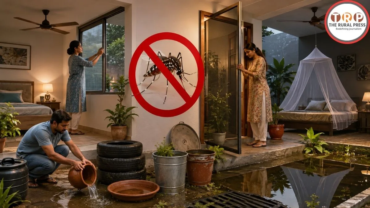 A person using a mosquito repellent spray inside a clean living room