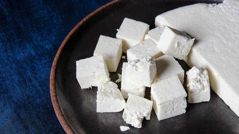 Fresh milk paneer displayed at a dairy shop in Chhattisgarh amid rising paneer prices