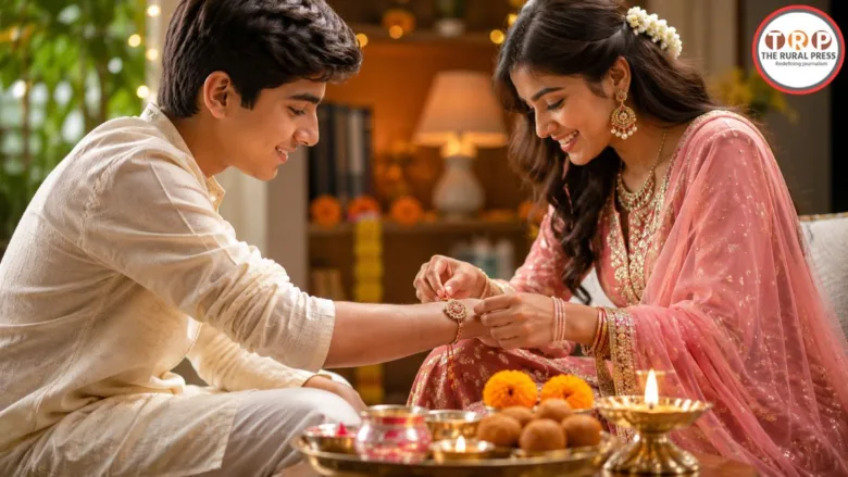 The sacred festival of Rakshabandhan, symbolizing the love between brothers and sisters, and the bond of the sacred thread (Rakhi) in Indian culture
