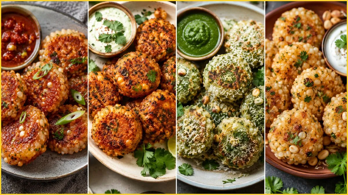 A plate featuring four varieties of sabudana vada during the Sawan festival.