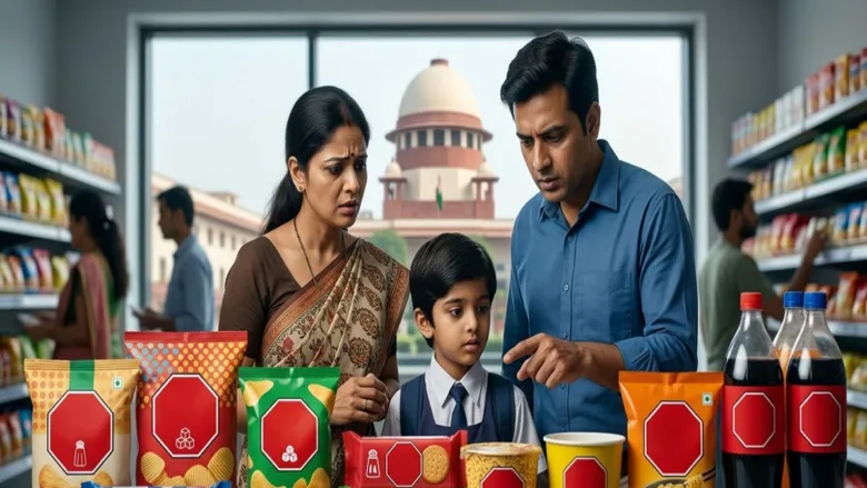 Supreme Court order regarding warning labels on junk food packets.