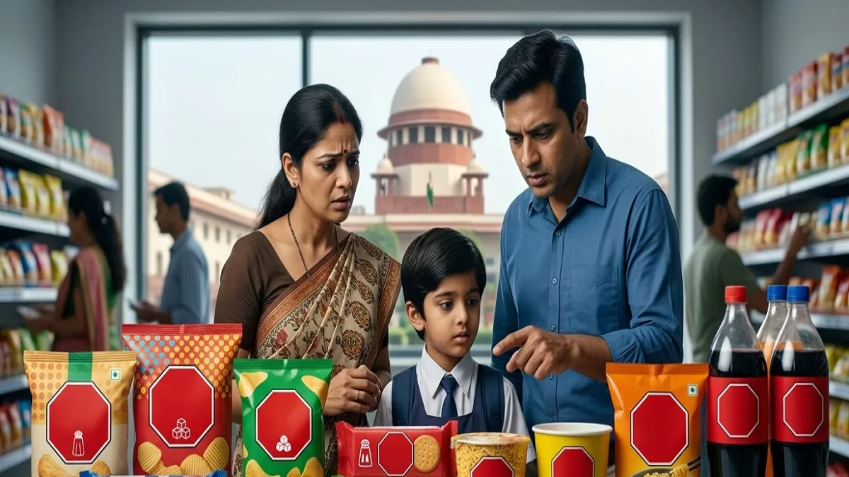 Supreme Court order regarding warning labels on junk food packets.