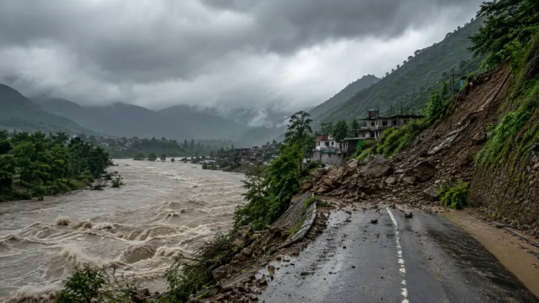 Representative image of areas in India affected by heavy rains, floods, and landslides.