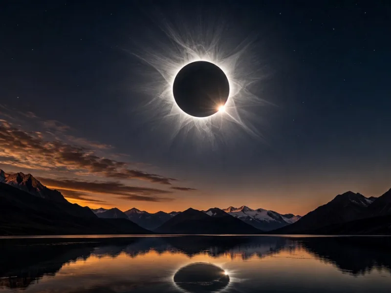 Astronomical view of the total solar eclipse of August 12, 2026.