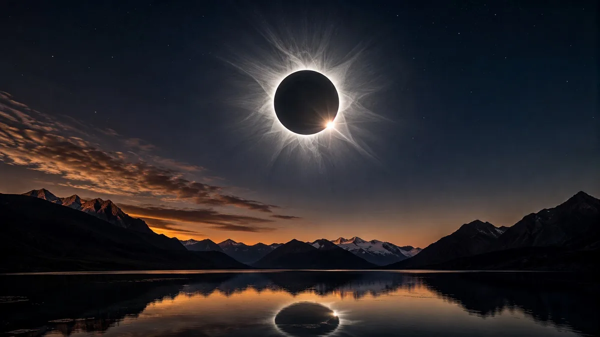 Astronomical view of the total solar eclipse of August 12, 2026.