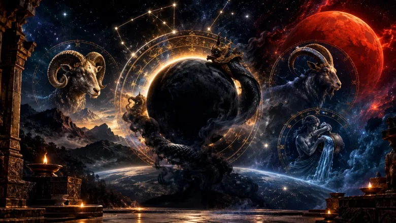 Rahu Nakshatra Gochar 2026 astrology illustration with Rahu and Dhanishta Nakshatra