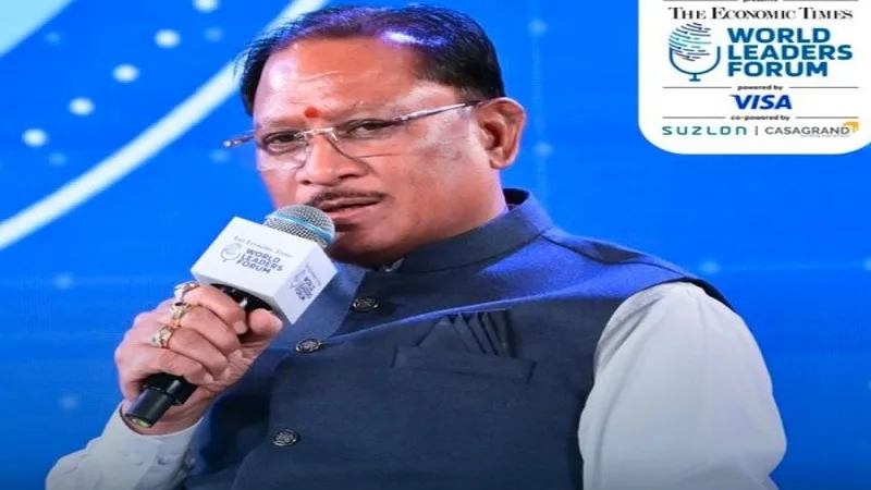 Chhattisgarh CM Vishnu Deo Sai addressing World Leaders Forum in New Delhi