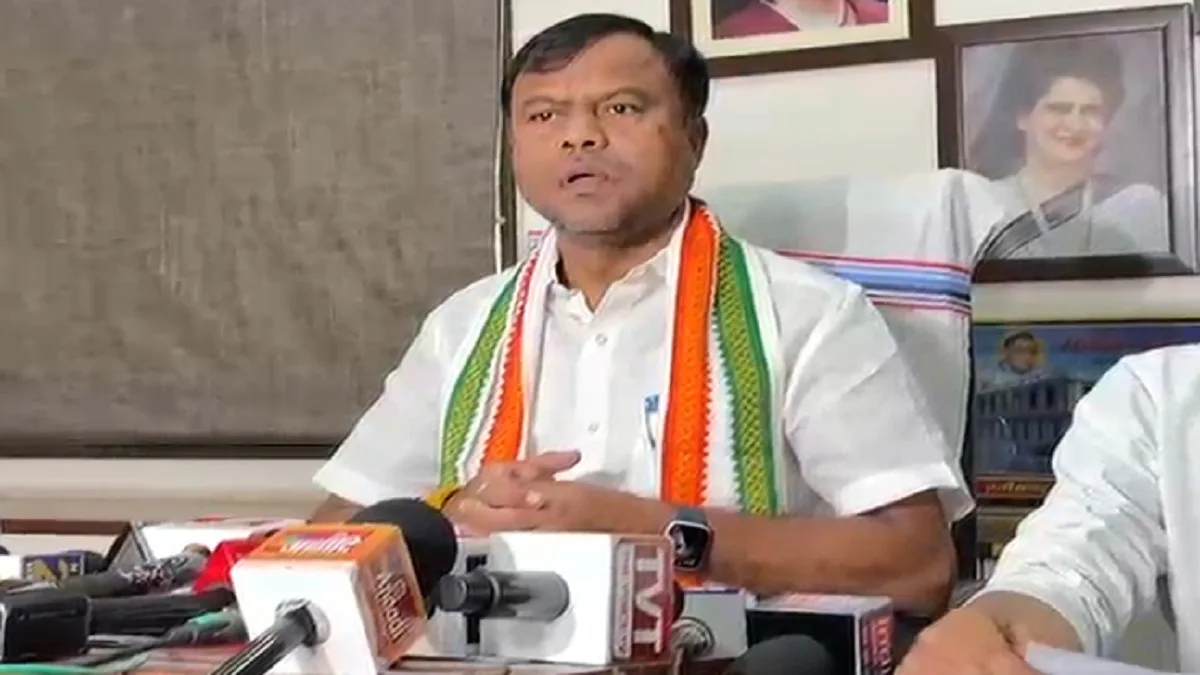 Chhattisgarh Pradesh Congress Committee President Deepak Baij addressing media in Raipur