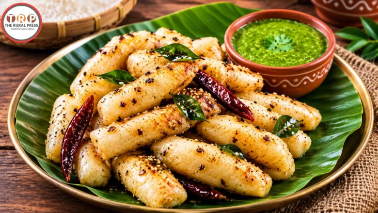 Traditional Chhattisgarhi Fara recipe served with green chutney on a plate.