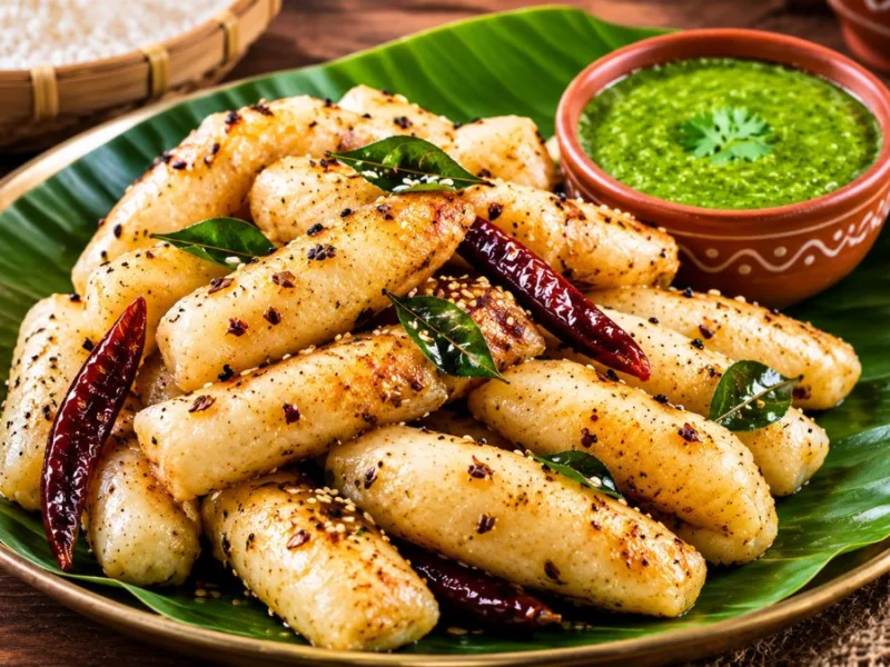 Traditional Chhattisgarhi Fara recipe served with green chutney on a plate.