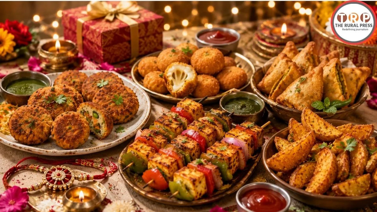 Raksha Bandhan party snacks with paneer tikka, veg cutlet and crispy potato wedges
