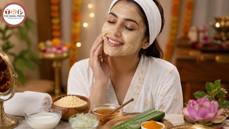 Homemade facial skincare routine with milk gram flour honey aloe vera and turmeric for Raksha Bandhan