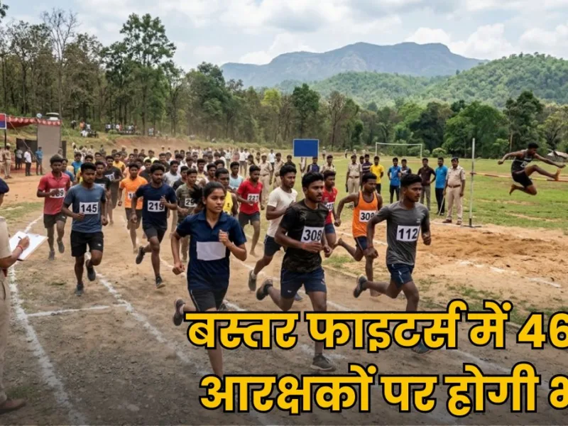 Local youth participating in Bastar Fighters constable recruitment physical test in Chhattisgarh