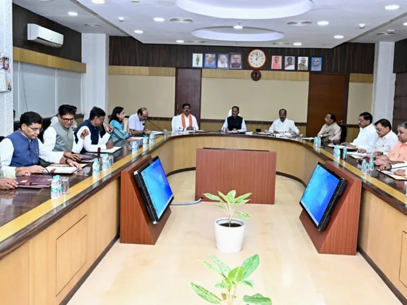 Chhattisgarh Chief Minister Vishnu Deo Sai during cabinet meeting at Mahanadi Bhawan
