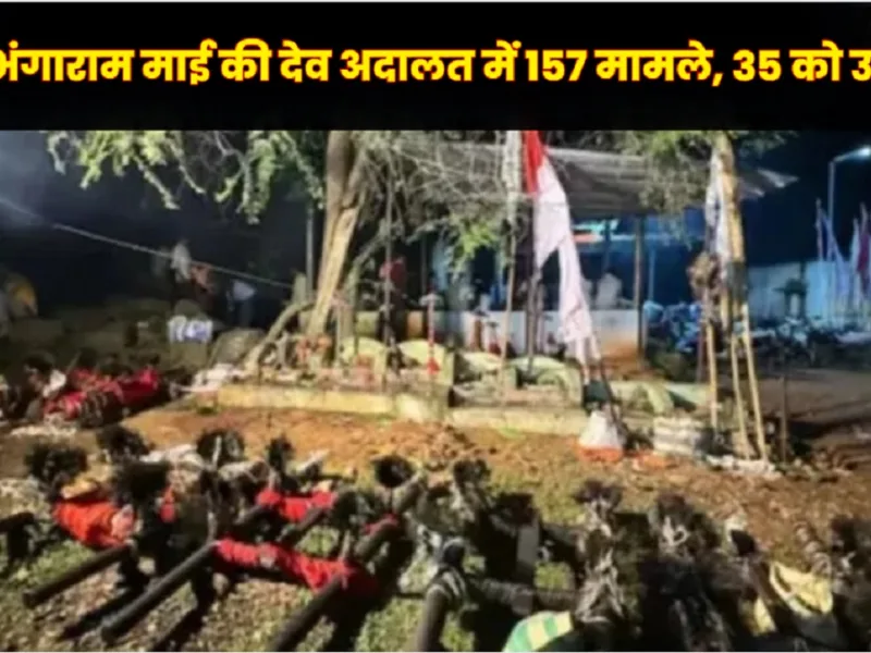 Traditional Dev Court during Bhado Jatra at Bhangaram Mai in Keshkal, Bastar, Chhattisgarh.