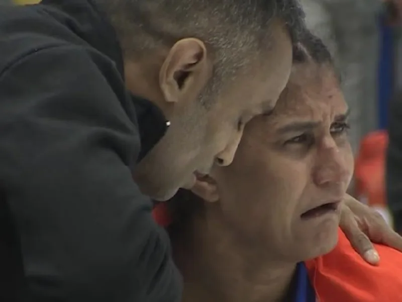 Indian MMA athlete Suchika Taryal looking emotional on the mat during Asian Games.